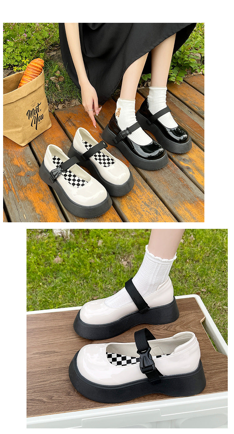 Platform Flats Women Patent Leather Casual Lolita Shoes Female Chunky Heel Vintage Mary Jane Flats Fashion Loafers