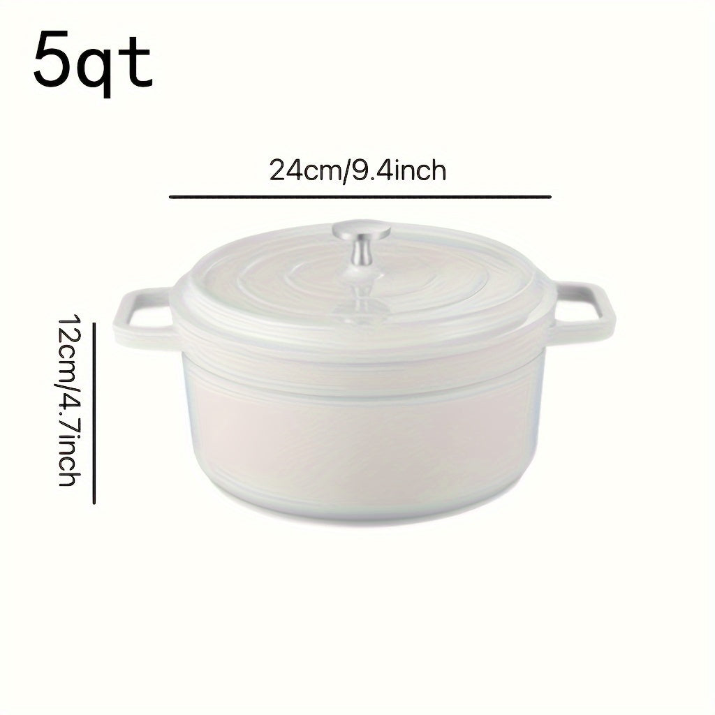 1pc, Premium Enameled Dutch Oven Pot - Heavy-Duty, Non-Stick, Multifunctional Cookware for Home Kitchen - 9.4'' Large Capacity, Durable Cast Aluminum Construction, Easy Cleaning, Versatile Cooking, Kitchen Essentials
