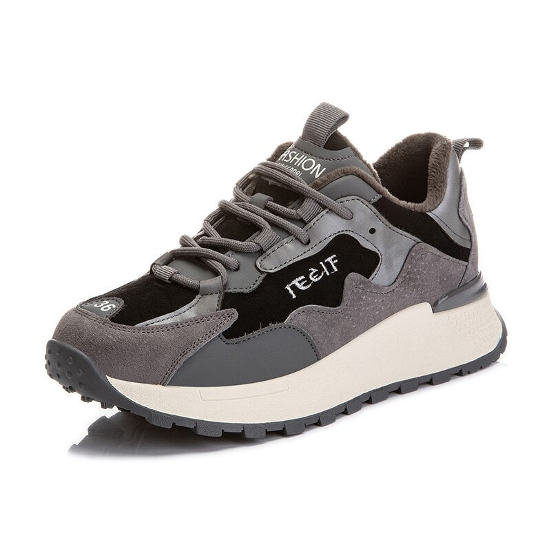 Leather Running Shoes for Women Platform Sneakers Women's Sports Shoes Woman Flats Winter Sneakers Woman Tennis Female New