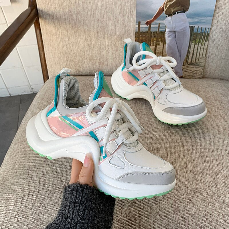Summer Shoes Women Brand Design Bling Sequined Women's Casual Shoes Fashion Female Chunky Sneakers Stylish Sport Shoes