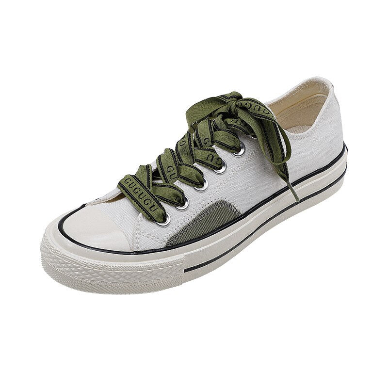 White Sneakers Women Flat Canvas Shoes Women Sport Running Female Vulcanized Shoes Casual Sneakers Stitching Canvas Shoes