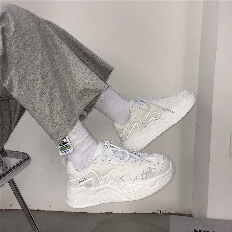 xiangtuibao White Shoes For Women Autumn New Design Women's Platform Sneakers Height Increasing Ladies Sport Shoes 41 42 43 Plus Size
