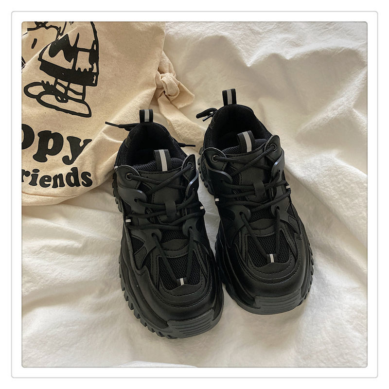 Women Sneakers Fashion Mesh Chunky Girls Casual Spring Reflective Comfortable Thick Sole White Dad Flats Platform Shoes
