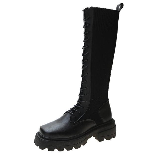 xiangtuibao Sexy Slim Women's Wedges Over The Knee Thick bottom High Heels Boots Autumn Winter Wear-resistant non-slip Boots Woman Boot