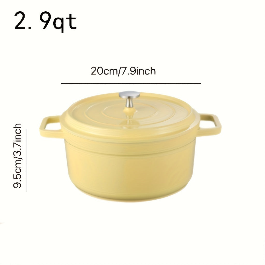 1pc, Premium Enameled Dutch Oven Pot - Heavy-Duty, Non-Stick, Multifunctional Cookware for Home Kitchen - 9.4'' Large Capacity, Durable Cast Aluminum Construction, Easy Cleaning, Versatile Cooking, Kitchen Essentials