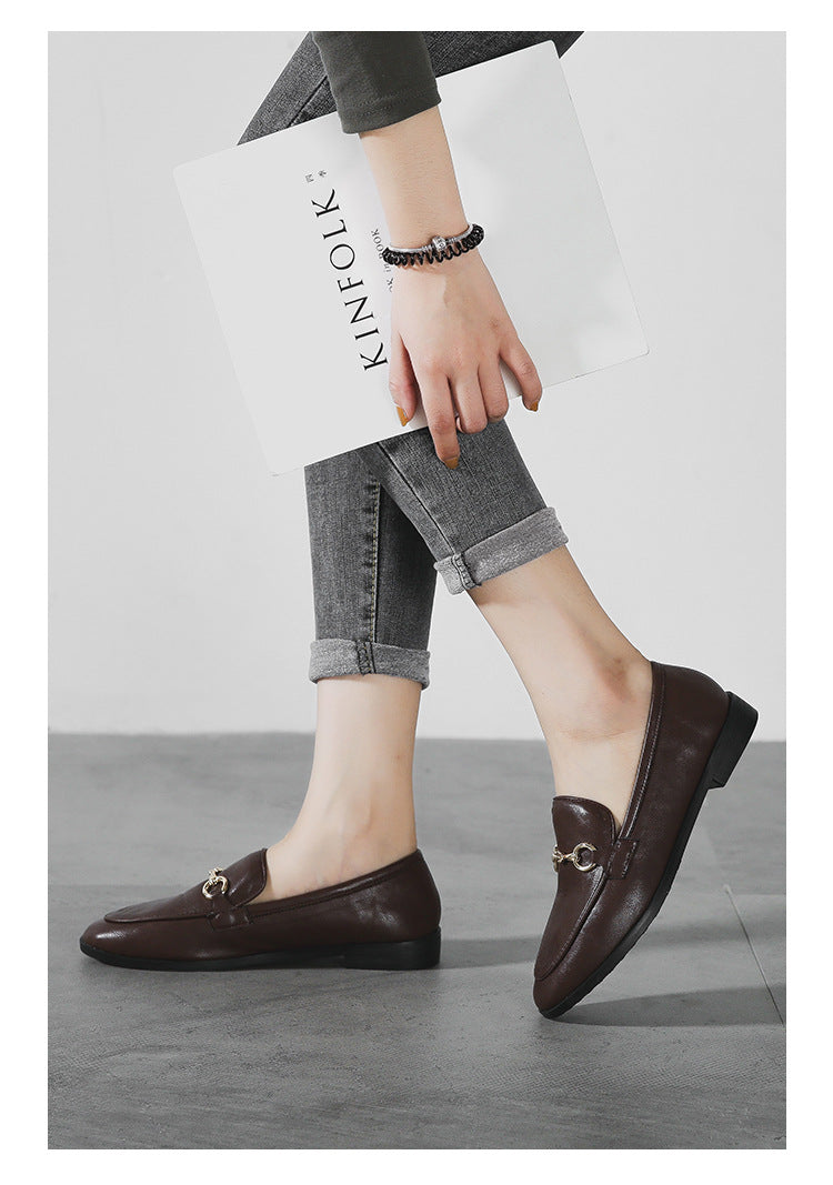 Plus Size 44 Spring Designer Shoes Woman Quality Leather Slip on Flats Shoes for Women Loafers Ladies Shoe Zapatos De Mujer JJ22