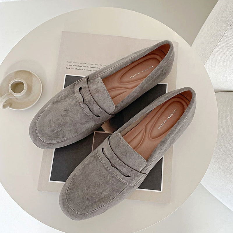 Faux Suede Casual Loafers Single Shoes Women Summer Autumn Fashion Slip on Shoes Girls Moccasin Mules Office Ladies Flats