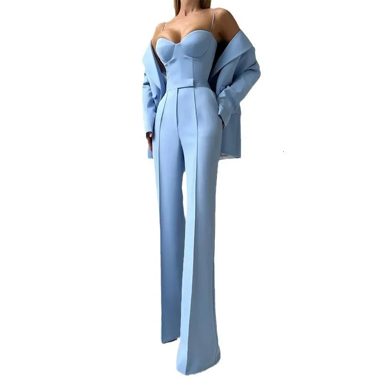Silk Satin 3 Pcs Women Suits BlazerBraPants Lady Office Tuxedos Formal Work Party Prom Dress Pants Suit Set Custom Size 240106