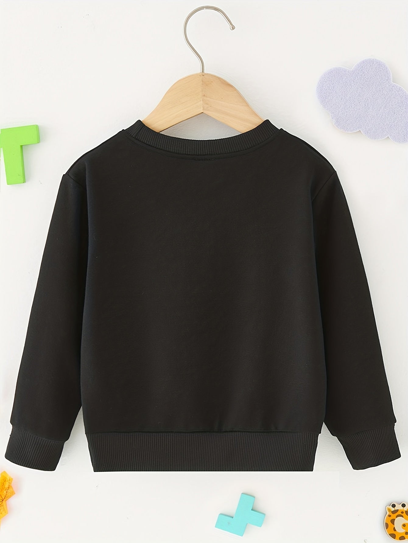 Stylish Letter Full Print Boys Casual Creative Pullover Sweatshirt, Long Sleeve Crew Neck Tops, Kids Clothing Outdoor