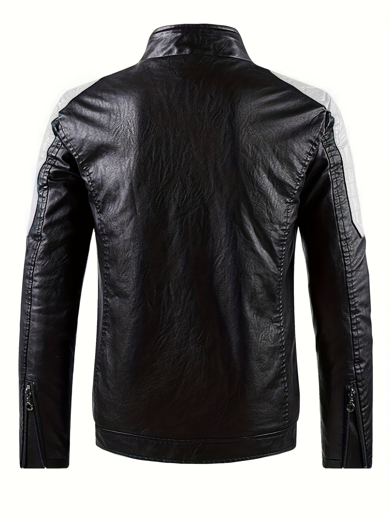 Men's Stylish Warm Fleece PU Jacket | Easy Care, Regular Fit, Solid Color | Chic Winter Casual with Stand Collar
