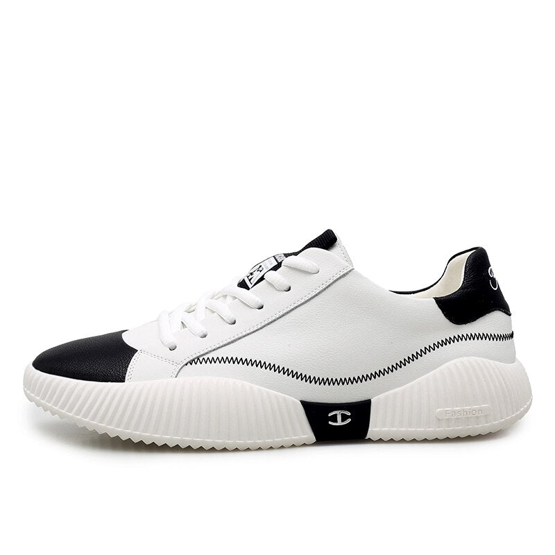 xiangtuibao New Vulcanized Shoes Fashion Men Casual Sneakers Comfortable Leather Small White Shoes Wear-Resisting Walking Sneakers