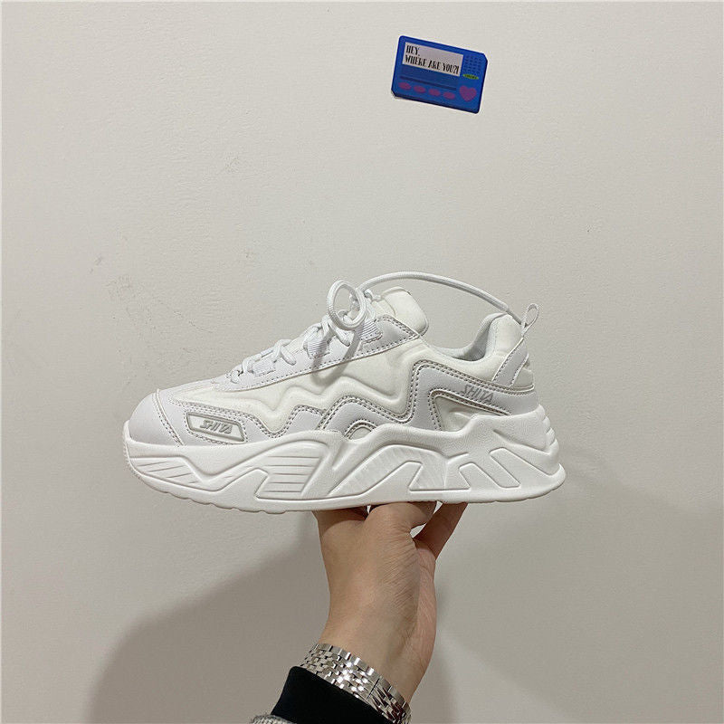 xiangtuibao White Shoes For Women Autumn New Design Women's Platform Sneakers Height Increasing Ladies Sport Shoes 41 42 43 Plus Size