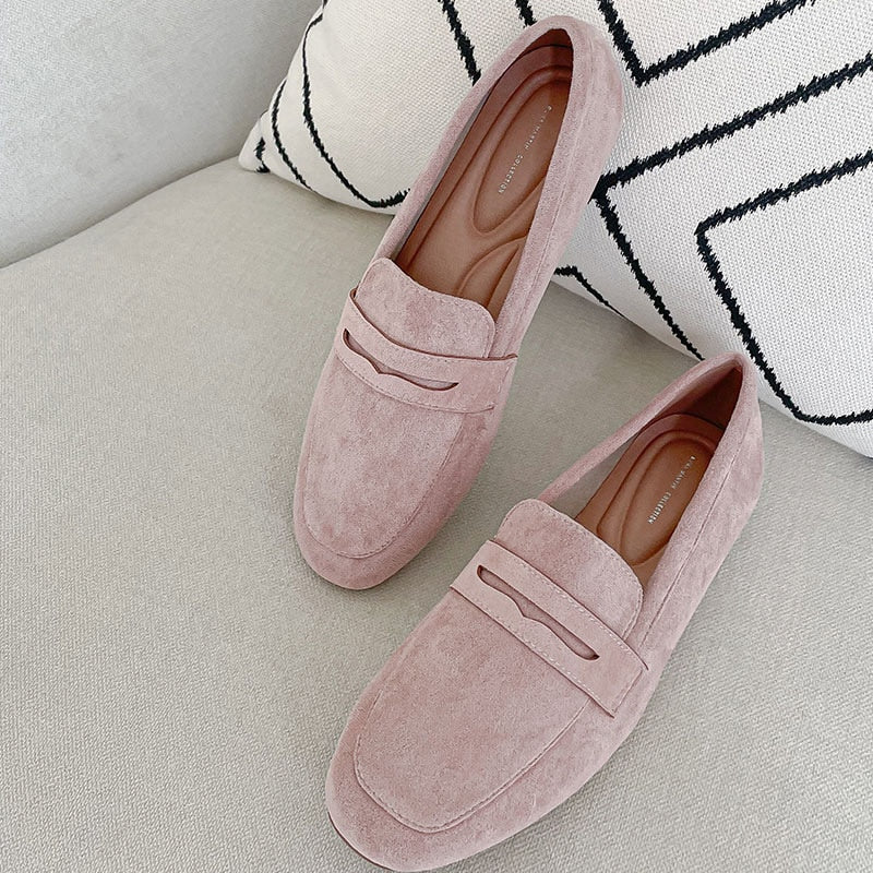 Faux Suede Casual Loafers Single Shoes Women Summer Autumn Fashion Slip on Shoes Girls Moccasin Mules Office Ladies Flats