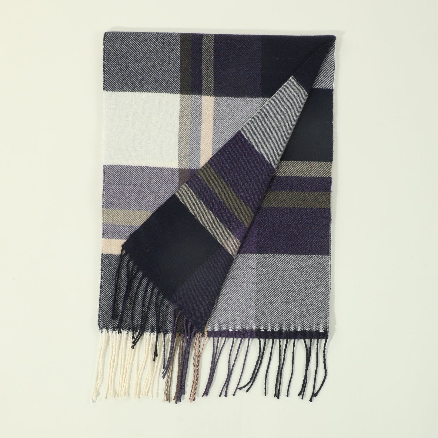 1pc Men's Fashion Retro Style Autumn And Winter Multi-color Plaid Stripe Tassel Warm Scarf Shawl For Daily OOTD