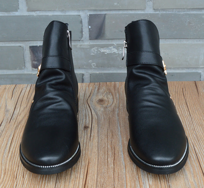 xiangtuibao New Fashion Men Boots Genuine Leather Men's British Autumn Winter Warm Plush Ankle Boots Man Casual shoes Zapatos man hombre
