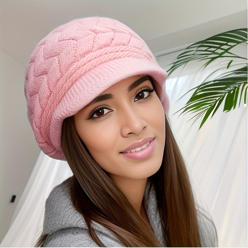 Warm Ribbed Knit Beret Beanie - Balaclavas for Women with Elastic Breathable Design, Solid Color, Coldproof and Winterproof Features - Soft, Stretchy, and Comfortable Headwear for Outdoor Activities