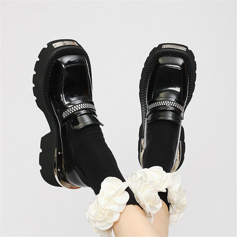 xiangtuibao Women Pumps Thick Sole Platform Low Heel Shoes for Woman Slip-on Espadrilles Chunky Heel Leather Dress Creepers Casual Loafers