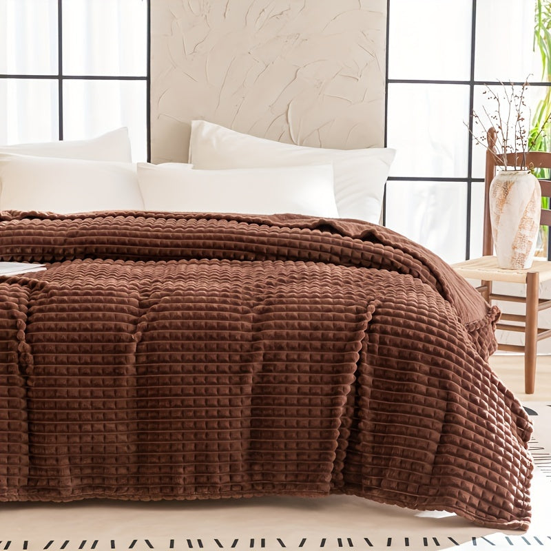 Contemporary Reversible Plaid Flannel Fleece Throw Blanket - Soft Skin-Friendly, All-Season, Machine Washable, Multipurpose, Pet Blanket - 100% Polyester, Woven, 1pc
