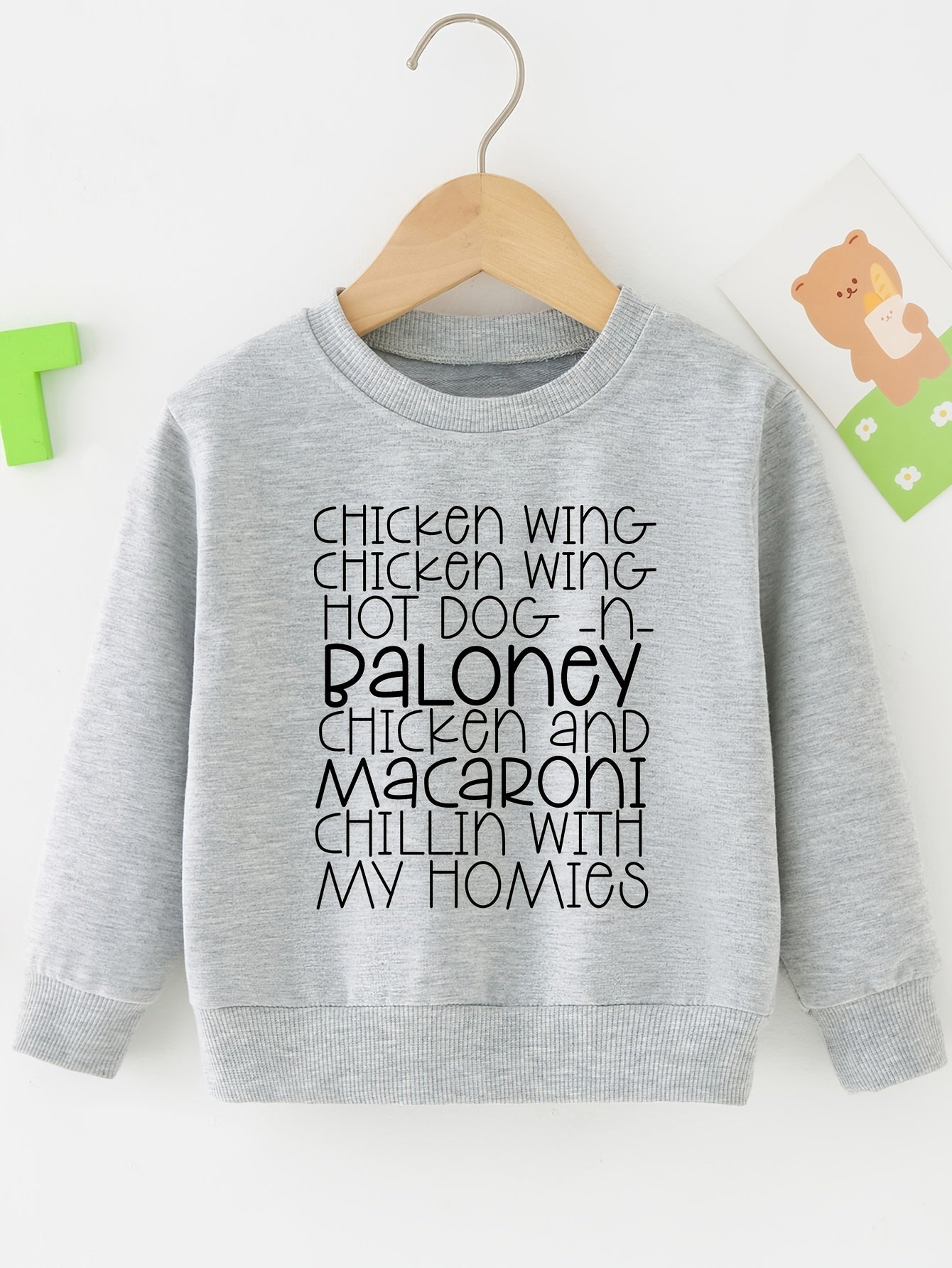 Stylish Letter Full Print Boys Casual Creative Pullover Sweatshirt, Long Sleeve Crew Neck Tops, Kids Clothing Outdoor