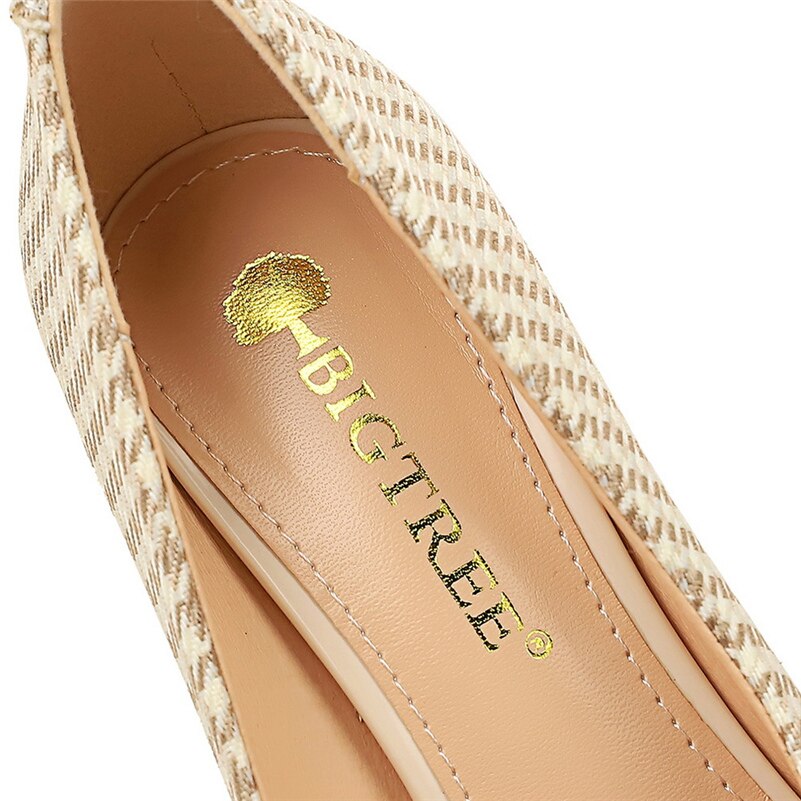 xiangtuibao Women 7.5cm 9.5cm High Heels Plaid Pumps Pointed Toe Wedding Bridal Middle Low Heels Lady Pearl Scarpins Event Stripper Shoes