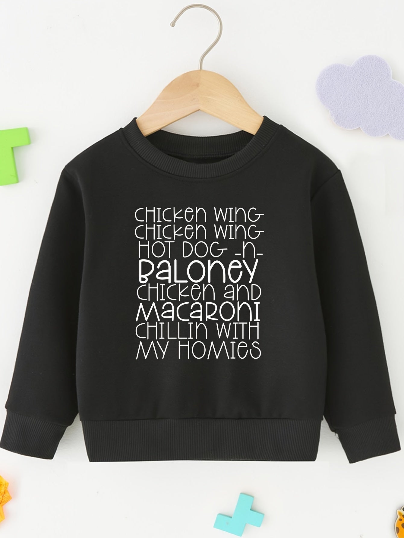 Stylish Letter Full Print Boys Casual Creative Pullover Sweatshirt, Long Sleeve Crew Neck Tops, Kids Clothing Outdoor