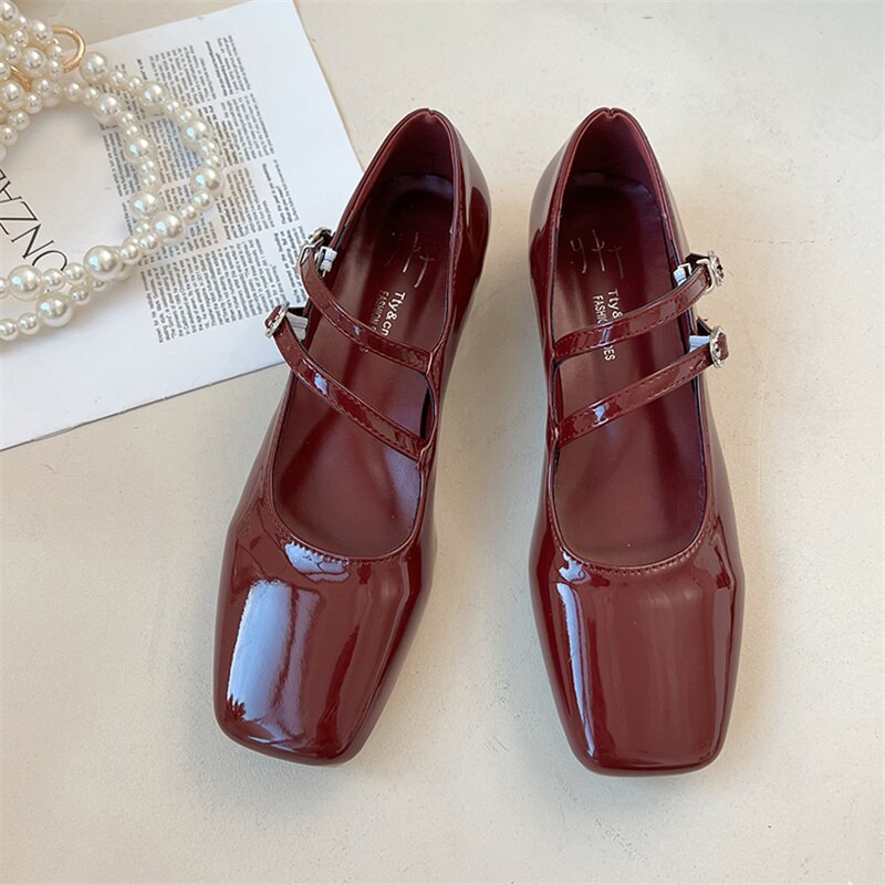 xiangtuibao Woman Pumps Mary Jane Low Heels Shoes Leather Casual Shoes Women Retro Style Square Heeled Shoes Ladies Elegant Lolita Shoes NEW