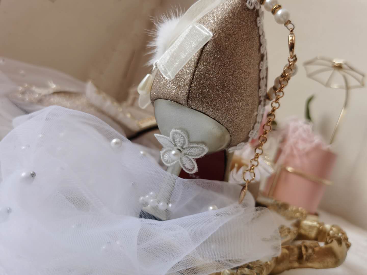 xiangtuibao Japanese Lolita Tea Party High Heels Champagne Elegant Sweet high heel vintage lace bowknot kawaii shoes cosplay loli