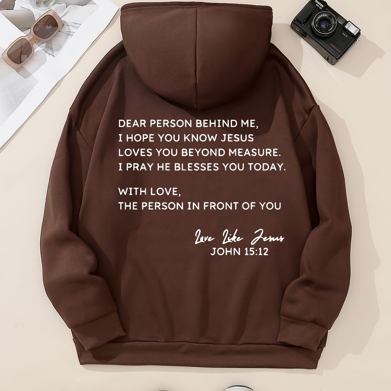 Womens Chic Letter Print Hoodie with Pockets - Adjustable Drawstring Sweatshirt - Comfortable Casual Wear for Everyday Style