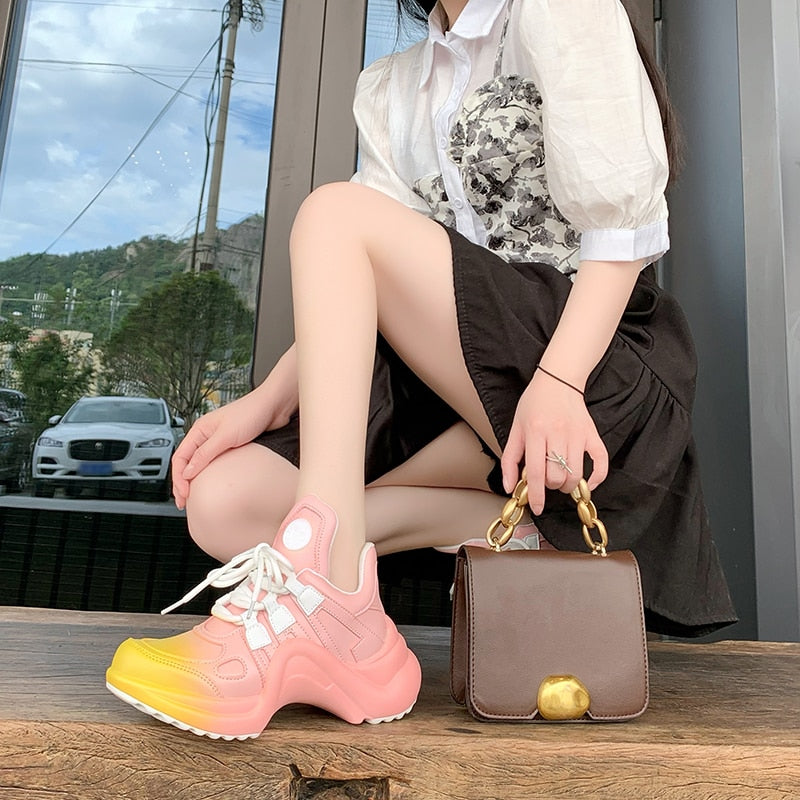 Summer Shoes Women Brand Design Bling Sequined Women's Casual Shoes Fashion Female Chunky Sneakers Stylish Sport Shoes