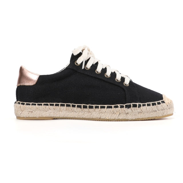 Zapatillas Mujer Tienda Soludos Women's Lace-up Espadrilles Casual Platform Sneakers Sewing Wedges Shoes For Flat Round Hemp