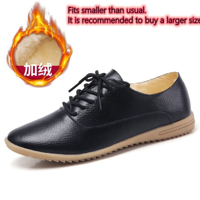 GHJIOL Spring Women Oxford Shoes Ballerina Flats Shoes Women Genuine Leather Shoes Moccasins Lace Up Loafers Zapatos Mujer