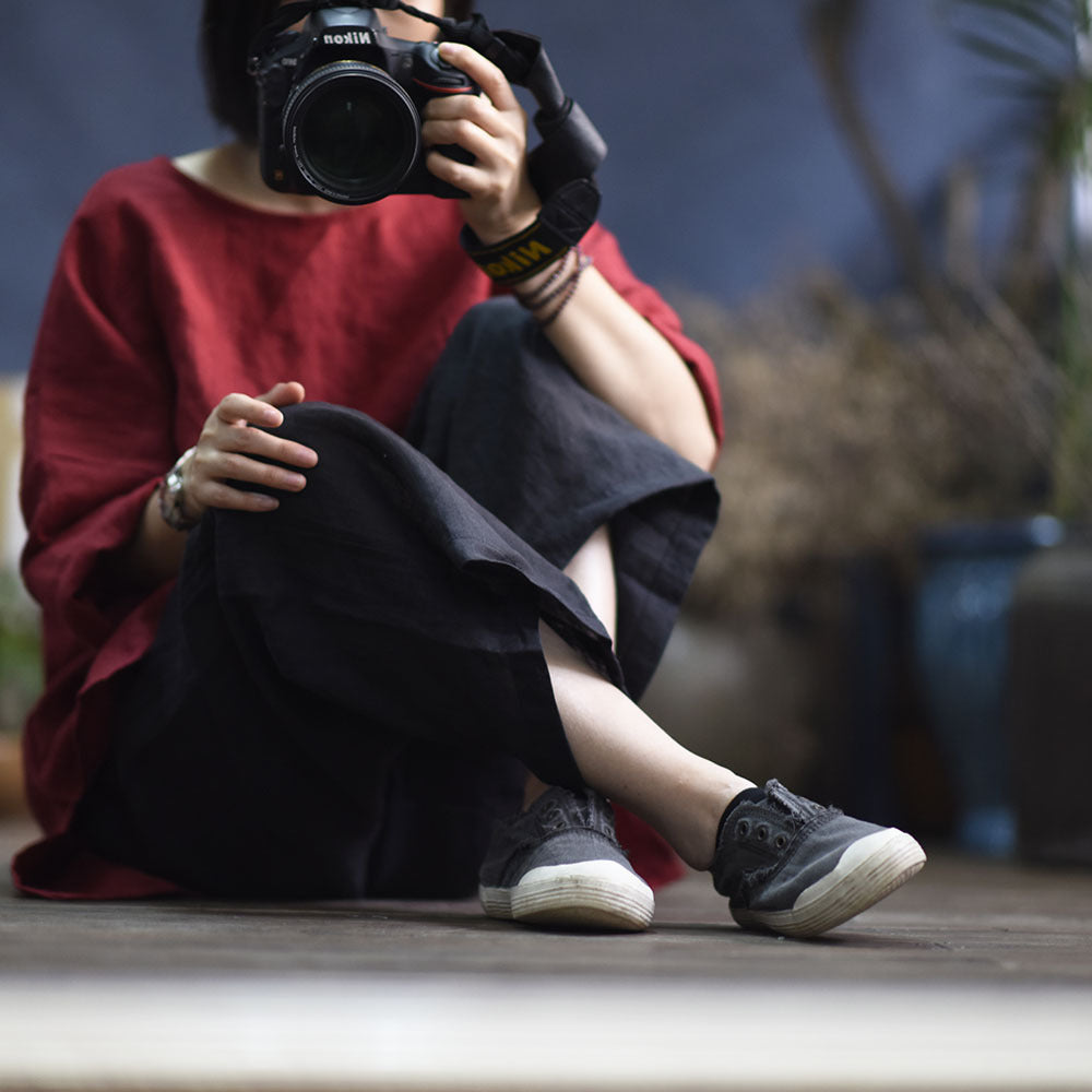 2025 Su Nian Weiyang, Autumn Zen/Cotton and Linen Retro Spring and Autumn Pullover Split Sleeve Hemp Shirt Women's Clothing