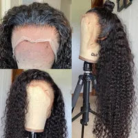 13x4 Red Color 180% Curly Human Hair Wigs for Women 99J Burgundy Transparent Deep Wave Lace Frontal Wig Synthetic