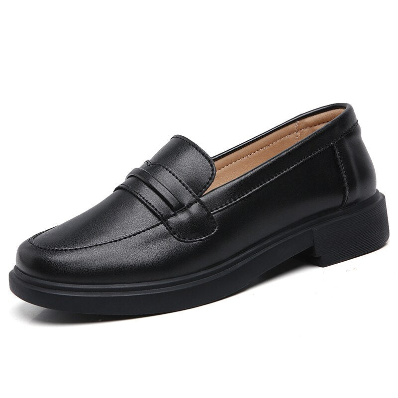 Fashion White Women Loafers Shoes for Women Chic Platform Leather Slip on Loafers Korean Fashion Flats Black New Office Shoes !