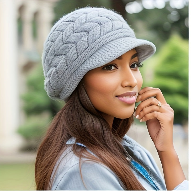 Warm Ribbed Knit Beret Beanie - Balaclavas for Women with Elastic Breathable Design, Solid Color, Coldproof and Winterproof Features - Soft, Stretchy, and Comfortable Headwear for Outdoor Activities