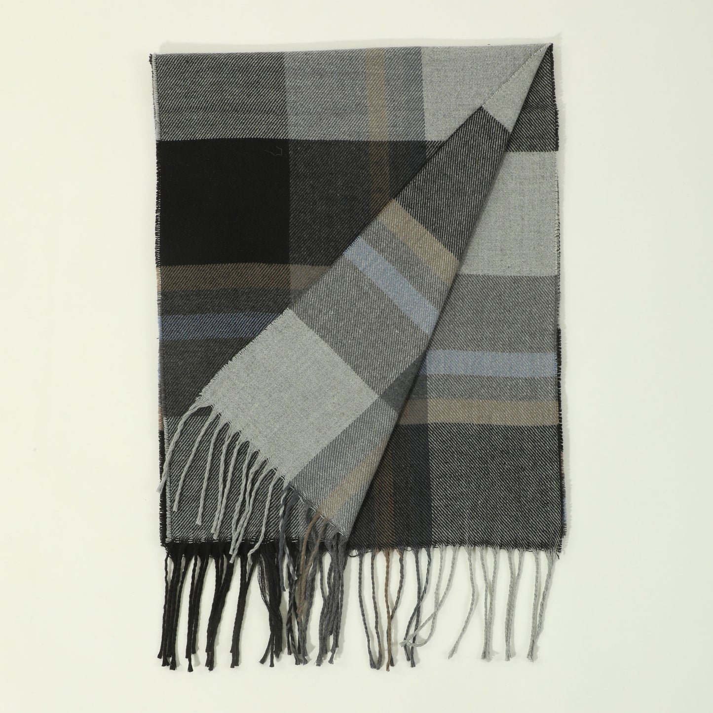 1pc Men's Fashion Retro Style Autumn And Winter Multi-color Plaid Stripe Tassel Warm Scarf Shawl For Daily OOTD