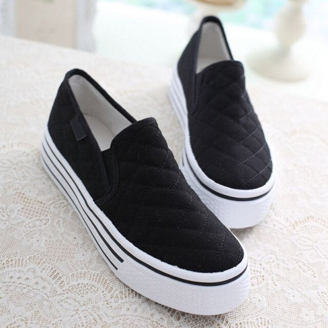 xiangtuibao Women Flat Shoes Platform Cotton Loafers Elastic Shallow Casual Ladies Sneakers Soft Vulcanized Shoes Female Autumn New