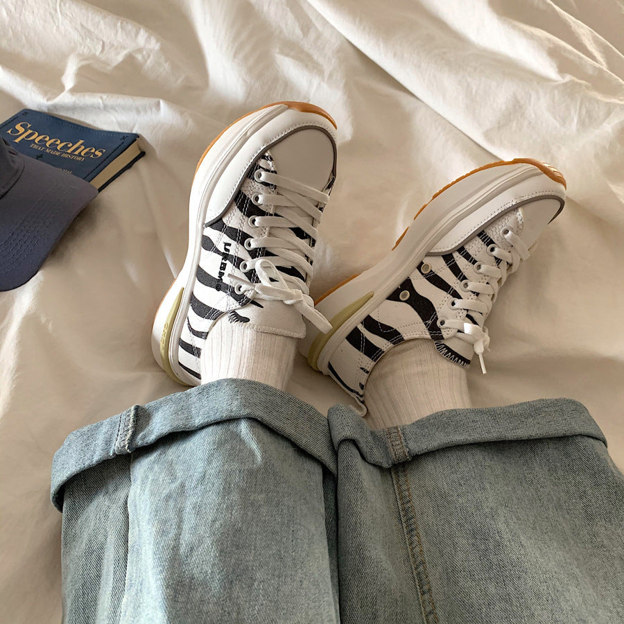 Low-top Women Single Shoes Thick-soled Candy Color Flats Female Canvas Shoes Spring Summer Platform Lady Sneaker