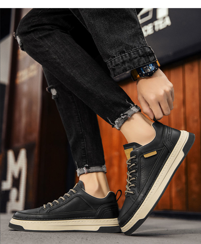 xiangtuibao Top Quality Genuine Leather Shoes Mens Sneakers Knit Collar Men's Casual Shoes Hollow Men Leather Shoes Zapatillas De Mujer