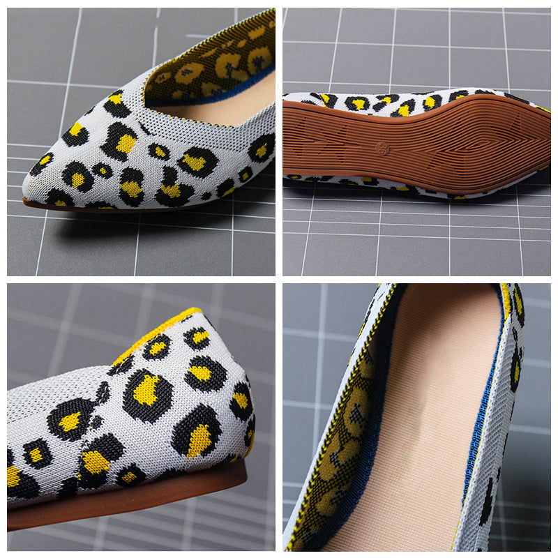 Pointed Toe flats Ladies flat Shoes Comfortable Ballet Knit De Mujer Loafers Autumn Gestante Boat Shoes Soft Bottom Women's Shoe