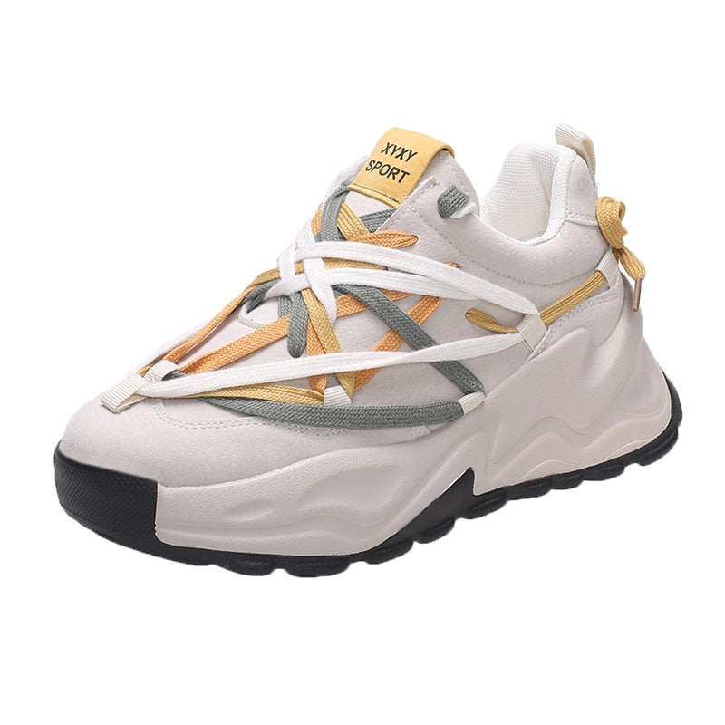 Women Sneakers Flat Platform Shoes Height Increasing PU Leather Fashion Casual Shoes Breathable Thick Bottom Ladies Shoes
