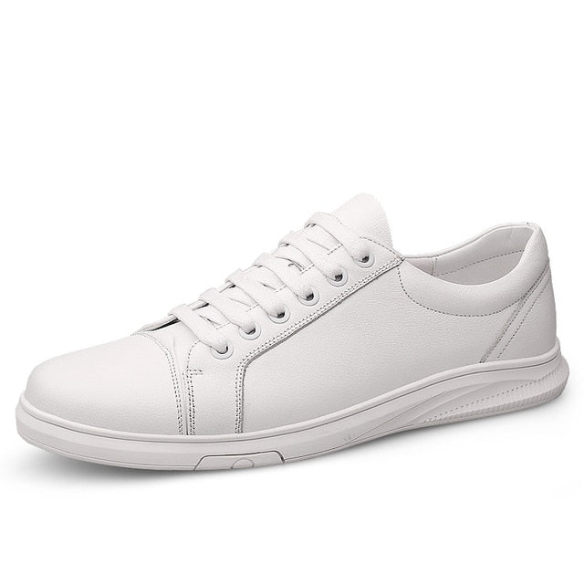 xiangtuibao Genuine Leather Mens Casual Shoes Fashion Flats Man Sneaker Lace Up For Male Leisure Walk Shoes High Quality Outdoor White Shoes