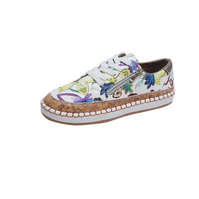 New European and American style fashion trendy new flower side zipper casual single shoes flat women's shoes XM345