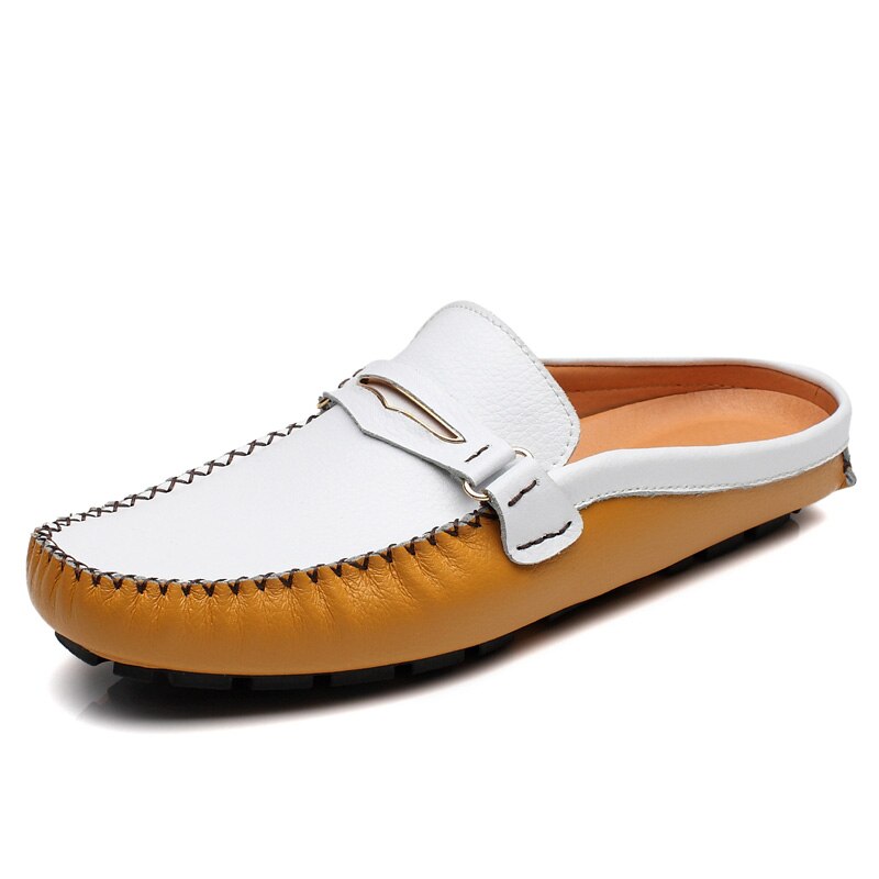 xiangtuibao Men's Shoes Casual Leather Lofer Shoes Light Breathable Half Shoes For Men Classic Male Slip on Flats Soft Loafers Man BIg Size