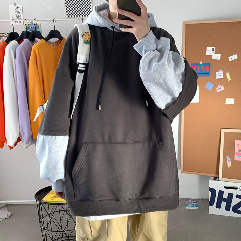 xiangtuibao Autumn Hoodies Men's Fashion Contrast Color Casual Hooded Sweatshirt Men Streetwear Hip-hop Loose Pullover Hoodie Mens M-5XL