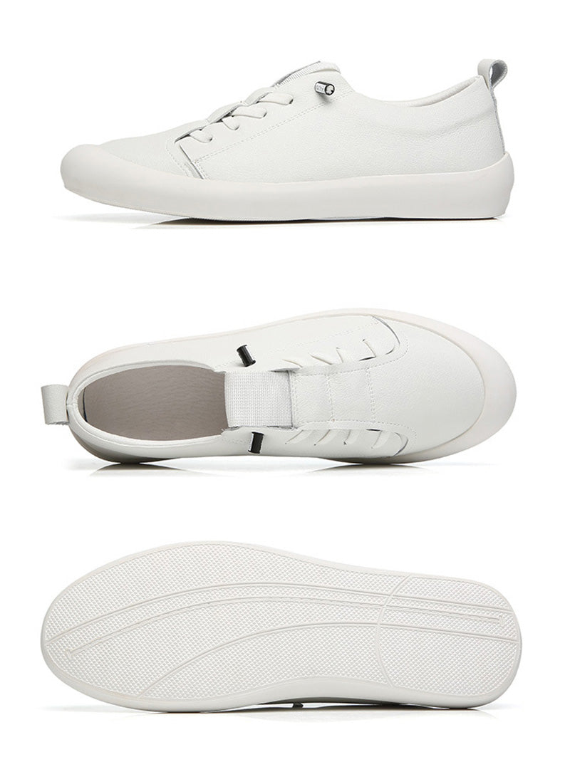 New Genuine Leather Shoes Men Sneakers Casual Male Footwear Fashion Brand White Shoes Mens Cow Leather White Sneakers A1697
