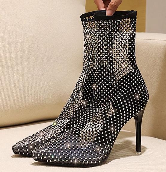 Full Rhinestone Mesh Summer Boots Women Thigh High Over The Knee Ytmtloy Sandals Zapatos Transparentes De Mujer