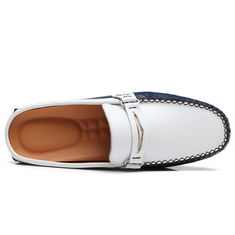 xiangtuibao Men's Shoes Casual Leather Lofer Shoes Light Breathable Half Shoes For Men Classic Male Slip on Flats Soft Loafers Man BIg Size