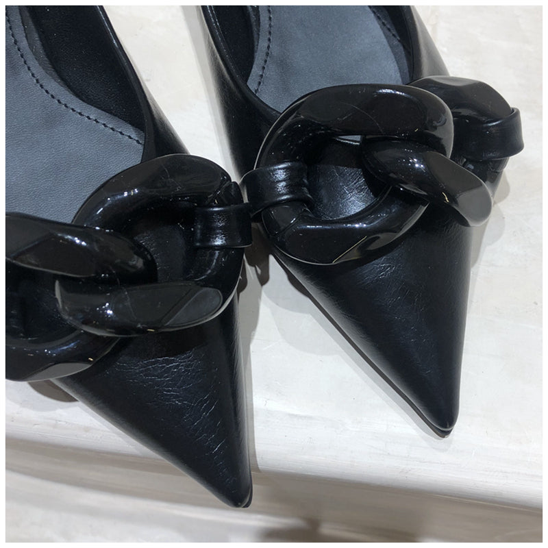 xiangtuibao Brand Design Chain Buckle Flat Shoes Women Flat Heel Ballet Pointed Toe Slip On Female Ballerina Casual Loafers