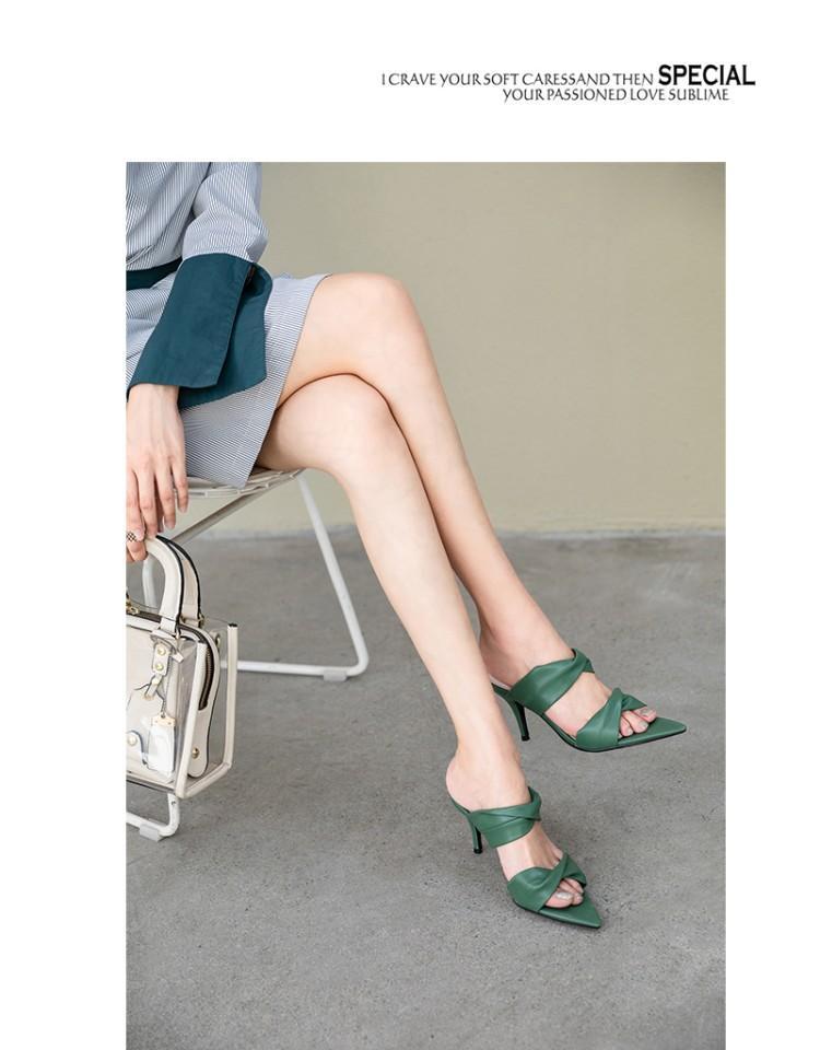 xiangtuibao New Summer Women's High Heel Thin Heeled Slippers Open Toe Fashion Outer Wear Slippers
